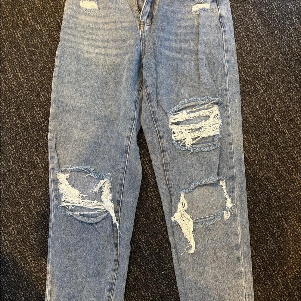 Distressed Blue Jeans